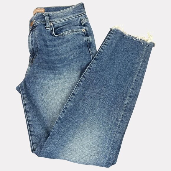 7 for All Mankind Roxanne Ankle Raw Hem Jeans Womens 29 Blue Five Pocket 7FAM - Picture 13 of 13